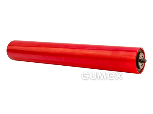 Valček dopravníka, priemer 52mm, dĺžka 400mm, hriadeľ o priemere 8mm, dĺžka hriadeľa 426mm, oba konce 5mm, oceľ, červený